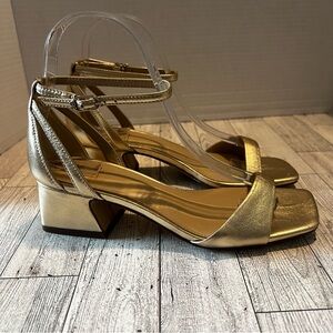 Sam Edelman Gold Low Block Heel Sandals